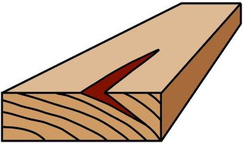 Gum pocket in a hardwood board